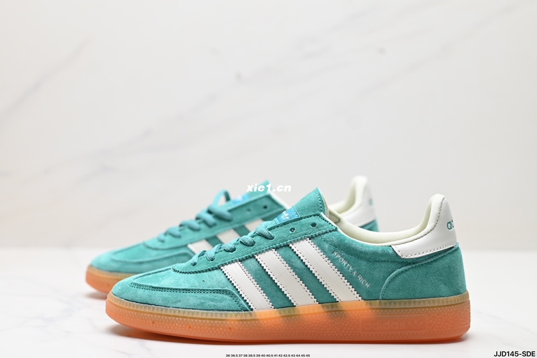 Company level✅Adidas Handball Spezial Sporty x Rich official correct version Adidas classic retro casual sneakers The whole shoe is made of suede and cowhide. The wear-resistant outsole carries the youthful feelings of the sneakers. The classic three-bar 